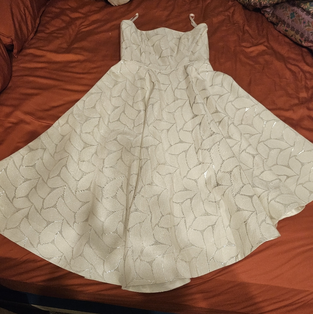 WHBM White And Silver Elegant Sleeveless Dress